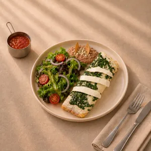 Omelette de claras con espinacas y queso de cabra (4 pz)