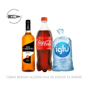 Pack (1 Ron Cartavio Black x 750 Ml + 1 Coca Cola x 1 Lt + Hielo 1.5 Kg)