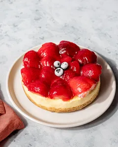 MIni cheesecake horneado de vainilla con fresas