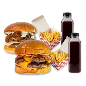 2 Burgers + 2 fries + 2 bebidas