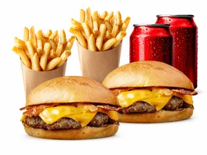 2 hamburguesas bbq o italiana + 2 latas