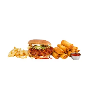 Chilly Willy + fríes + spring rolls