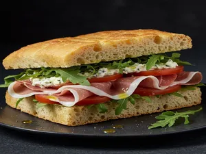 Focaccia Prosciutto y Mayonesa de Ajo