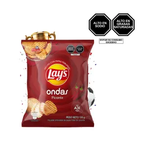 Papas Lays Ondas Picante X 130 Gr