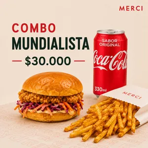 Combo Crispy Chicken Burger + papás clásicas + cocacola (Mundial)