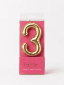 Vela de cera Planeta Tierra dorada 8.5cm número 3