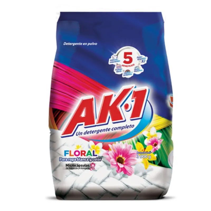 Detergente en polvo ak-1 floral x 3900 grs