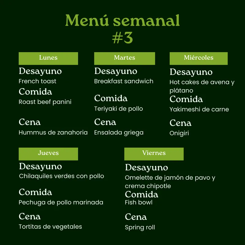 Menú semanal #3 Menú semanal #3