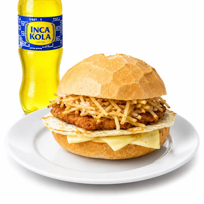 Combo 5 (1 chuleta+2 quesos +gaseosa+ papas al hilo, cremas y ensaladas )