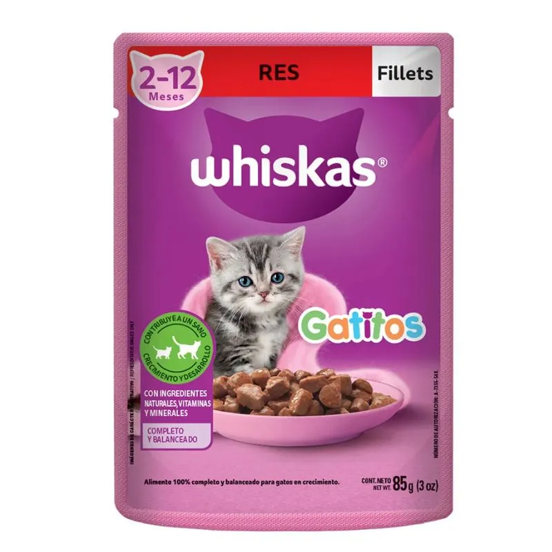 ALIMENTO HUMEDO GATITOS WHISKAS RES X 85 GRS ALIMENTO HUMEDO GATITOS WHISKAS RES X 85 GRS