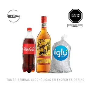 Pack (1 Ron Kingston 750Ml + 1 Coca Cola 1Lt + 1 Hielo 1.5Kg)