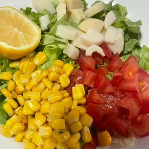 Ensalada surtida (lechuga,  choclo, tomate, palmito)