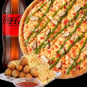 Combo especial de una pizza especial con unos palitos de ajo o canela además de una bebida de 1.5L