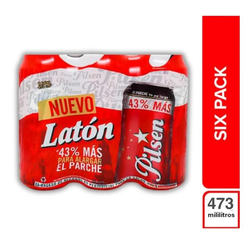 Sixpack cerveza pilsen x 473 cc laton Sixpack cerveza pilsen x 473 cc laton