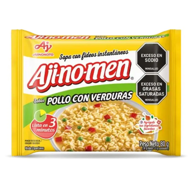 Sopa instantanea aji-no-men pollo verduras x 80 grs con fideos