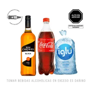 Pack (1 Ron Cartavio Black x 1 Lt + 1 Coca Cola x 1 Lt + 1 Hielo 1.5 Kg)