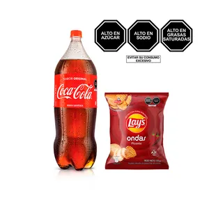 Pack (1 Papas Lays Ondas Picante X 130 Gr + 1 Gaseosa Coca Cola X 2.25 Lt)