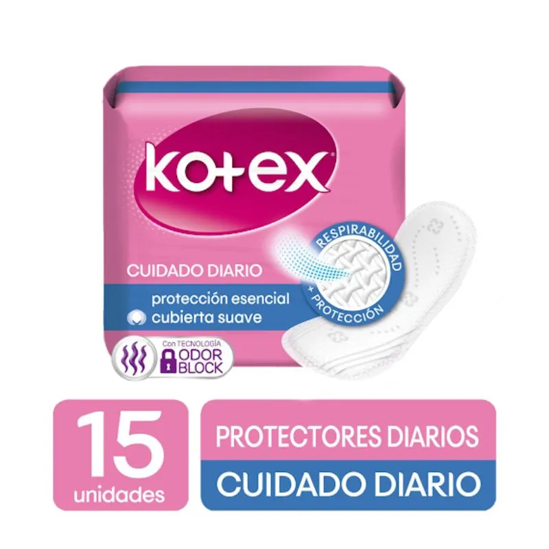 Protectores kotex cuidado diario x 15 unds Protectores kotex cuidado diario x 15 unds