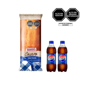 Pack (1 Keke Bimbo Vainilla Familiar x 340 g + 2 Pepsi 355 ml)