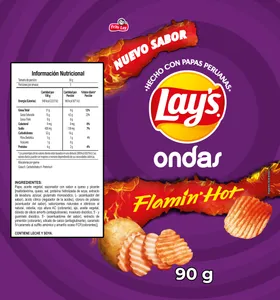 Papas Lays Ondas Flamin Hot X 90 Gr