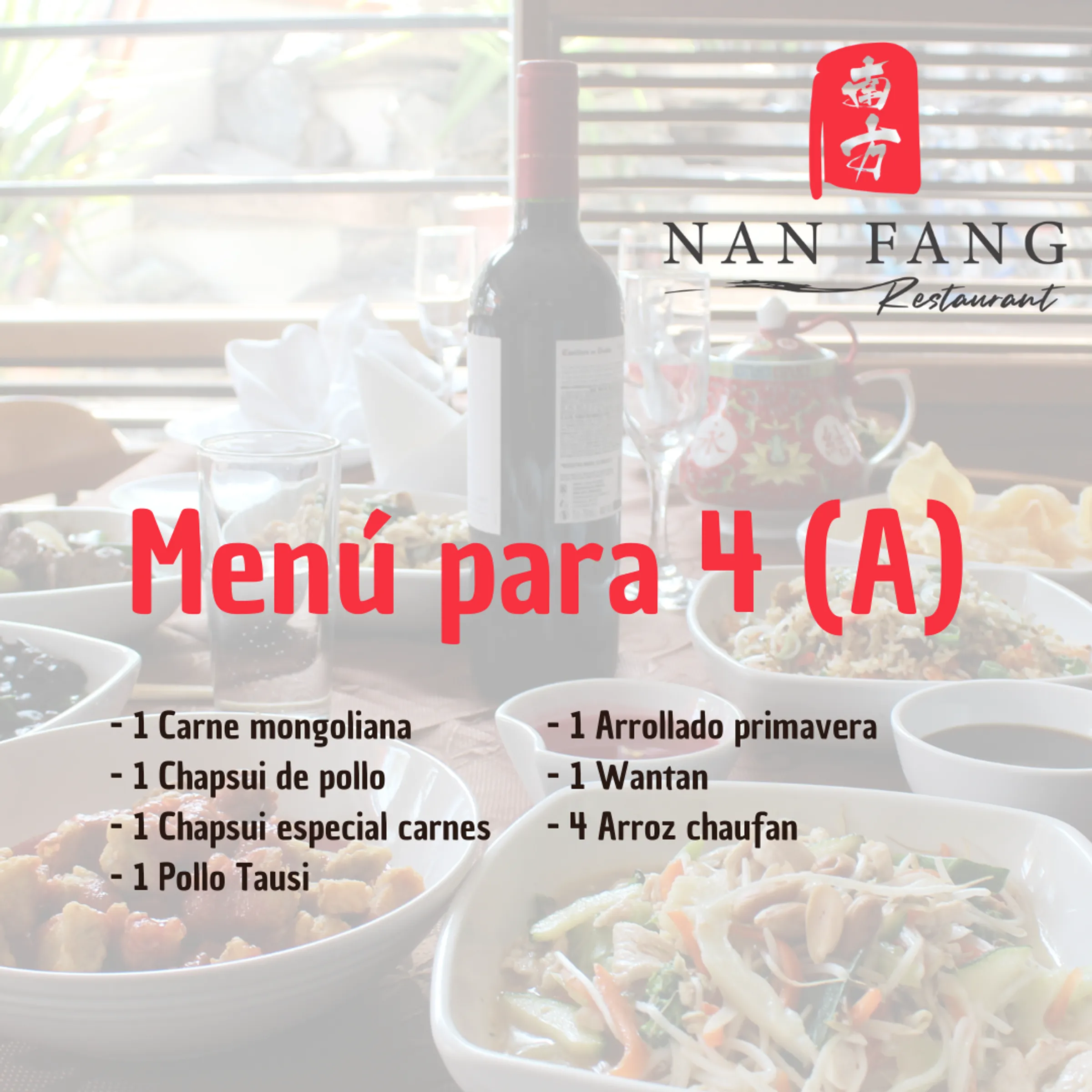 Menú 4(a) - Comida China - Nan Fang Restaurant