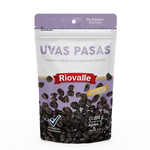 Uvas pasas riovalle grandes x 200 grs Uvas pasas riovalle grandes x 200 grs