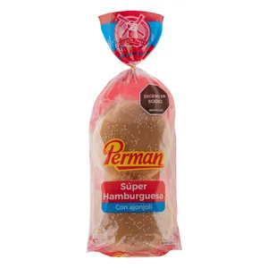 Pan super hamburguesa ajonjolí perman x 4 und x 300 grs