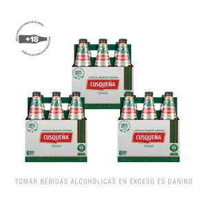 Pack (3 Cerveza Cusqueña Trigo Six Pack Botella x 310 ml)