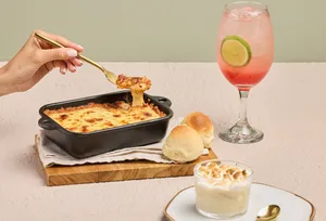 Lasaña mixta + soda sandía limón + postre