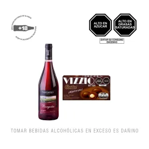 Pack (1 Vino Tabernero Semi Seco Borgoña 750 m + 1 Chocolate Vizzio Bitter 72 g)