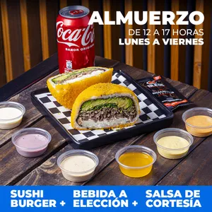Sushi Burger + Bebida + Salsa de cortesía