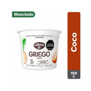 Yogurt griego alpina mezclado coco x 150 grs
