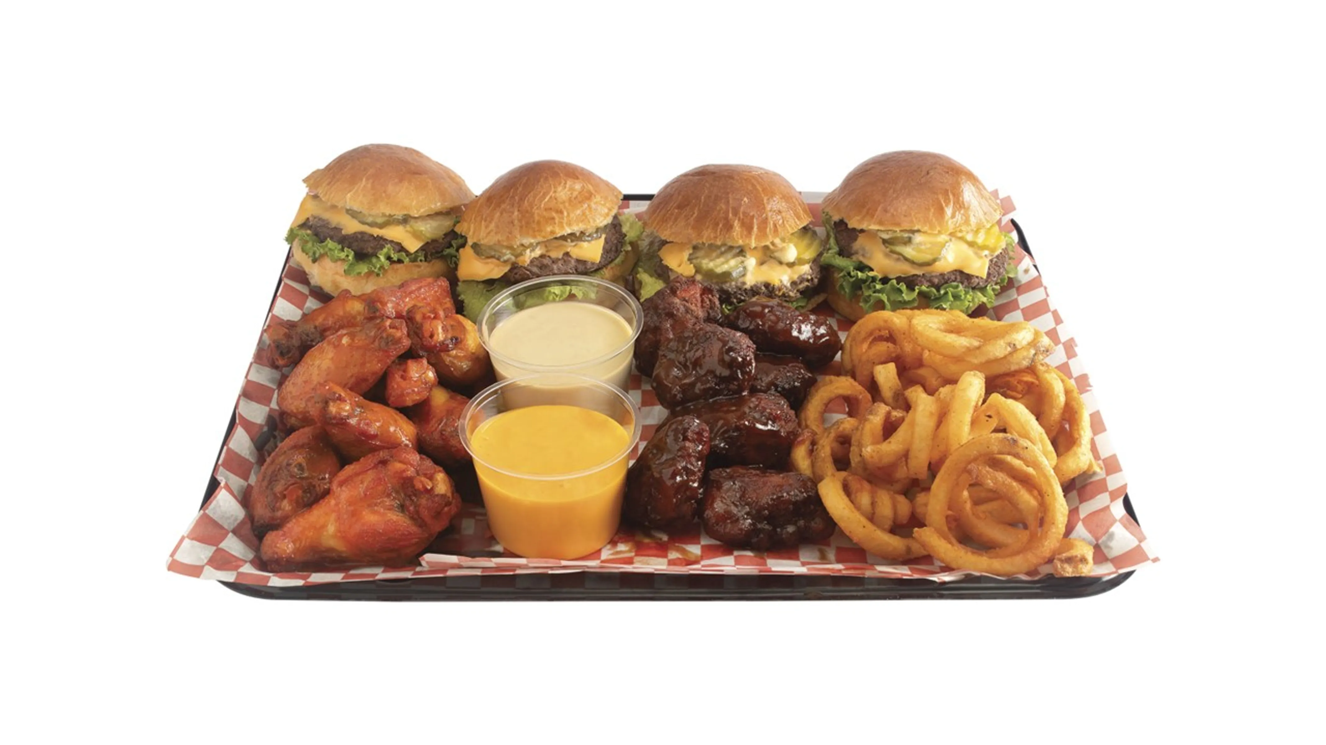 Charola Mixta de Mini Hamburguesas, Alitas, Boneless y Papas Fritas SKU ...