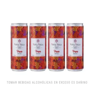 Pack  (04 Vino Viña Vieja Borgoña Lata 355 Ml)
