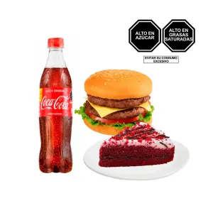 Pack (Hamburguesa Doble Con Queso Tambo+ Gaseosa Coca Cola X 600ml + Torta Red Velvet)