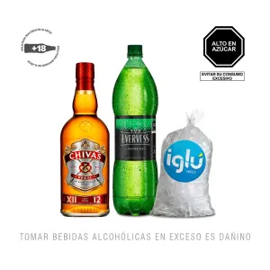 Pack (1 Whisky Chivas Regal 12Yo X 700 Ml +  1 Hielo + 1 Evervess 1.5Lt)