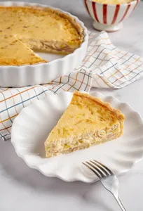 Quiche de poro con jamón glaseado