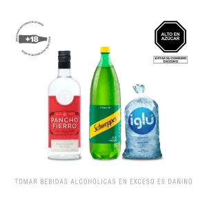 Pack (1 Pisco Pancho Fierro Acholado 750 ml + 1 Schweppes + 1 Hielo)