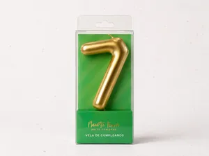 Vela de cera Planeta Tierra dorada 8.5cm número 7
