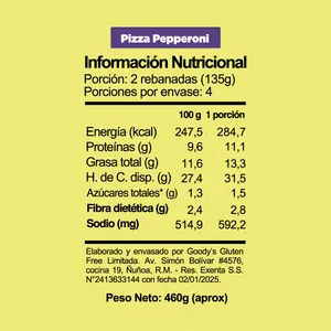 Pizza sin gluten Goody´s Pepperoni