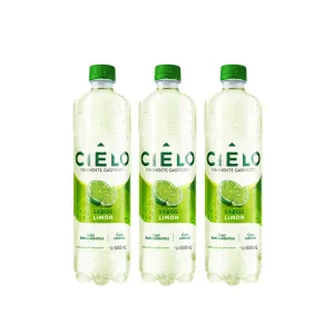 Pack 3 Agua Con Gas Cielo Sabor Lima Limón Pet X 600 Ml