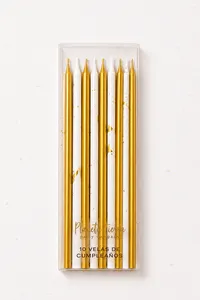 Velas Planeta Tierra cumpleaños gold & gold splash 10pz