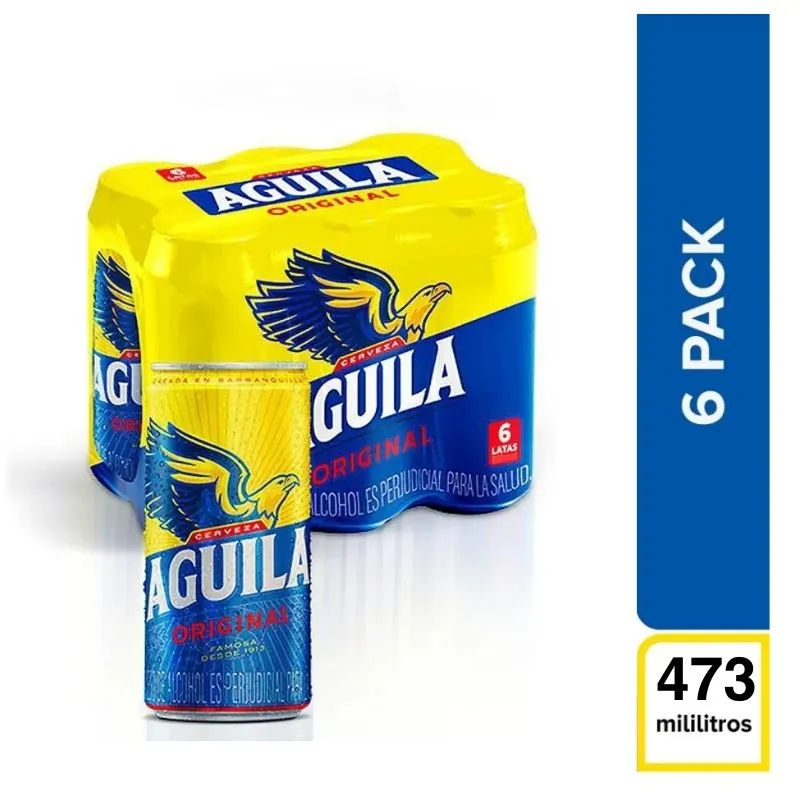 Sixpack cerveza aguila original x 473 cc laton Sixpack cerveza aguila original x 473 cc laton