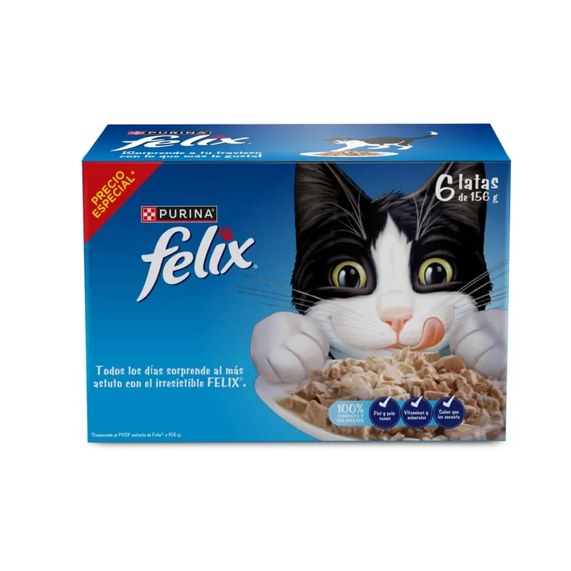 6 ALIMENTO HUMEDO FELIX SURTIDOS 156 GRS LATA 6 ALIMENTO HUMEDO FELIX SURTIDOS 156 GRS LATA