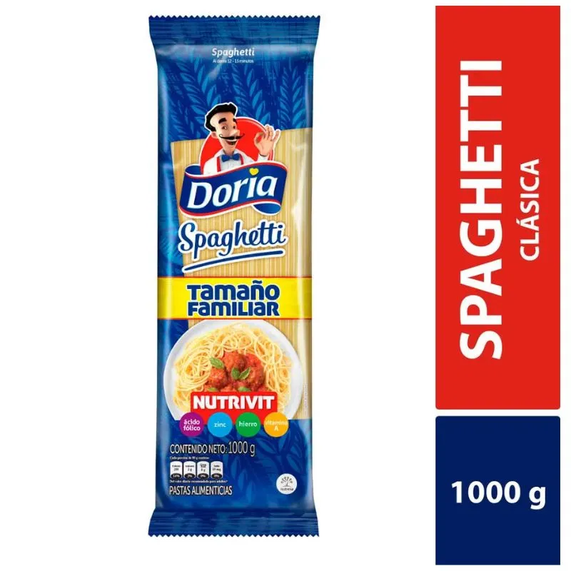 PASTAS DORIA SPAGUETTI 1000G TAMAÑO FAMILIAR