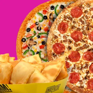 Promo de dos pizzas especiales más un acompañamiento