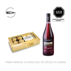 Pack (1 Vino Tabernero Semi Seco Borgoña x 750 Ml + 1 Chocolate Ferrero Rocher 8 Und x 100 Gr)