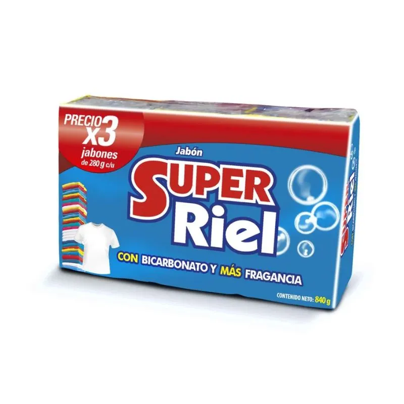 TRIPACK JABON BARRA SUPER RIEL 280G BICARBONATO TRIPACK JABON BARRA SUPER RIEL 280G BICARBONATO