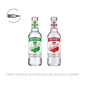 Pack (1 Rtd Smirnoff Ice Green Apple Botella x 355 Ml + 1 Rtd Smirnoff Ice Red Bot x 355 Ml)