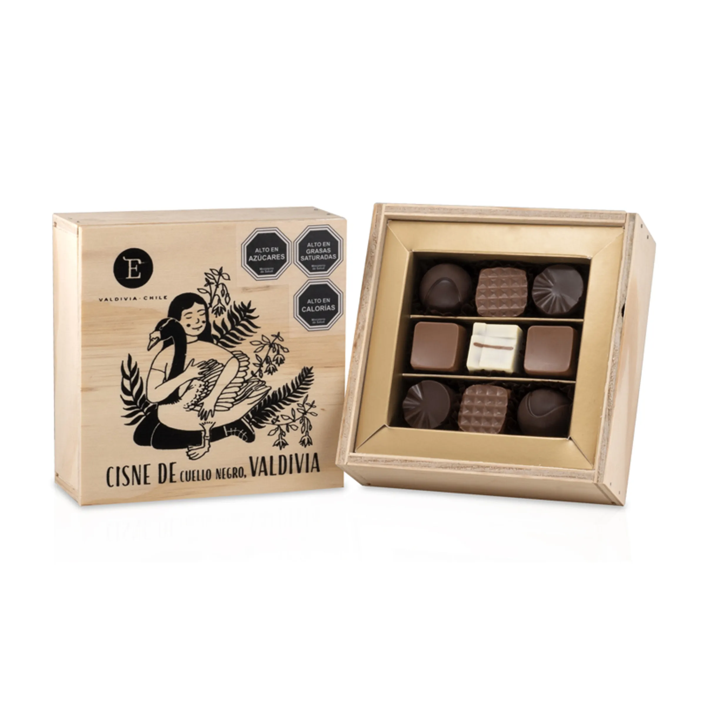 652 - Caja 9 Bombones 90 gr. - Chocolatería Entrelagos